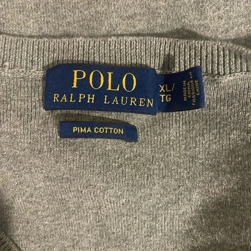 Polo Ralph Lauren Gray Sweater Vest. 100% Pima Cotton. Men’s Size XL
